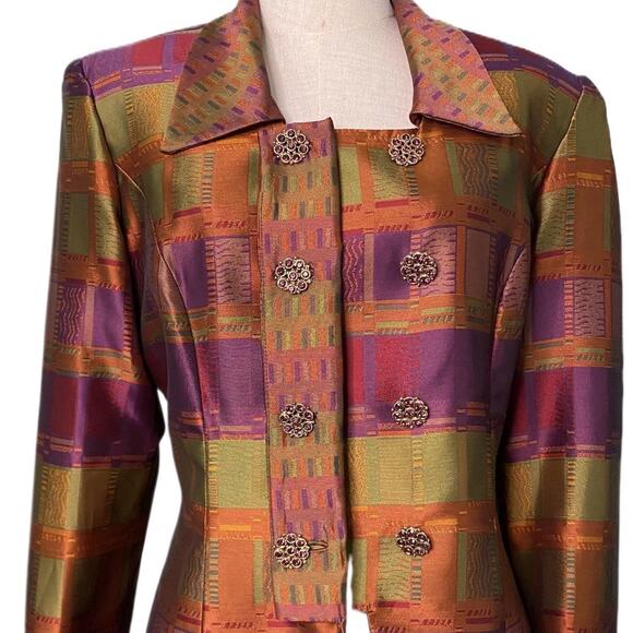 vintage rainbow with rhinestone button blazer - Picture 4 of 4
